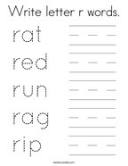 Write letter r words Coloring Page