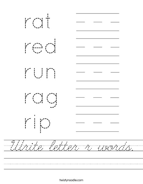 Write letter r words. Worksheet