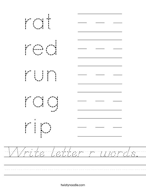 Write letter r words. Worksheet