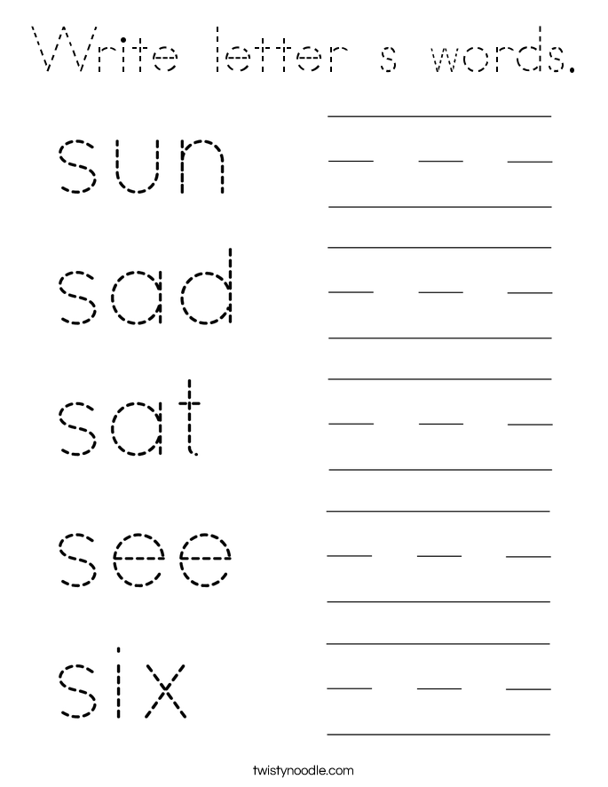 Write letter s words. Coloring Page