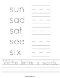 Write letter s words. Worksheet