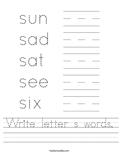 Write letter s words. Worksheet