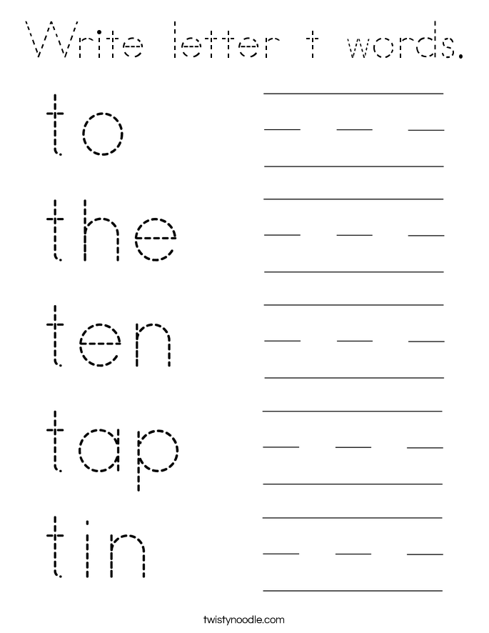 Write letter t words. Coloring Page