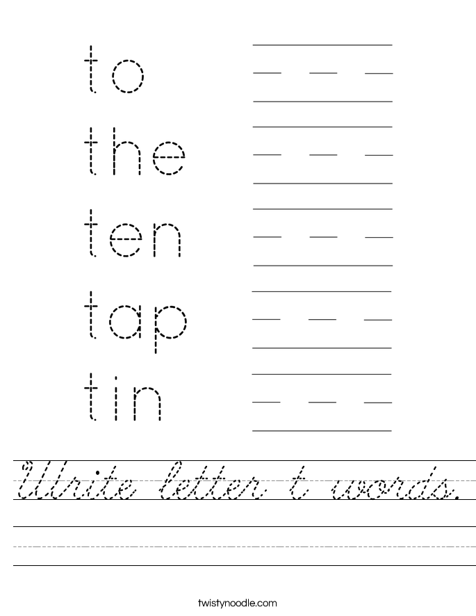 Write letter t words. Worksheet