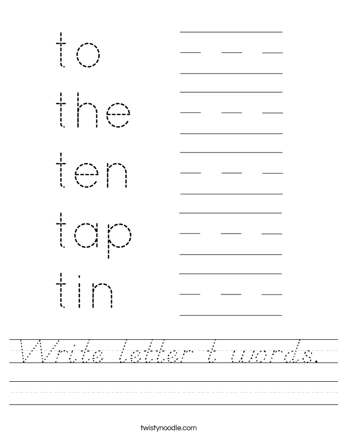 Write letter t words. Worksheet