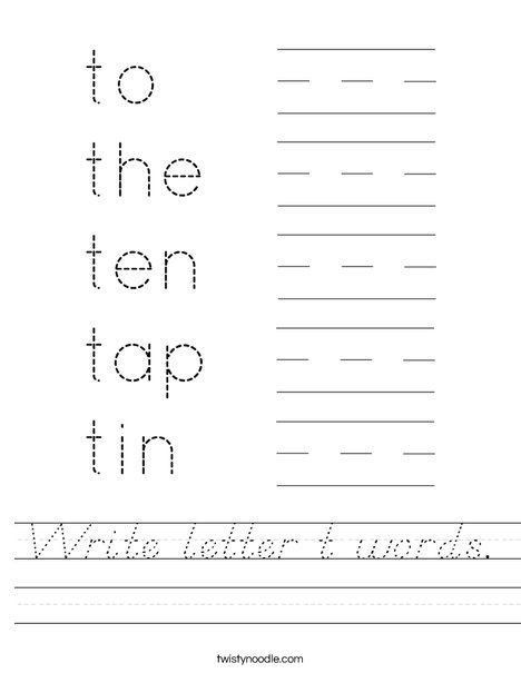 Write letter t words. Worksheet