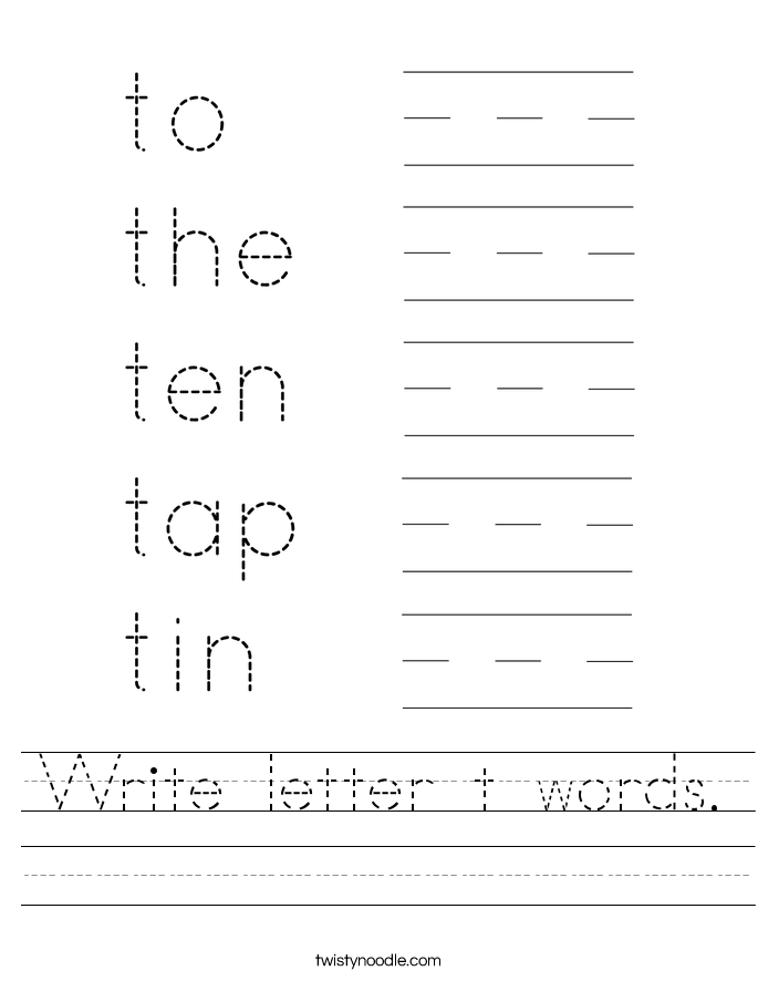Write letter t words. Worksheet