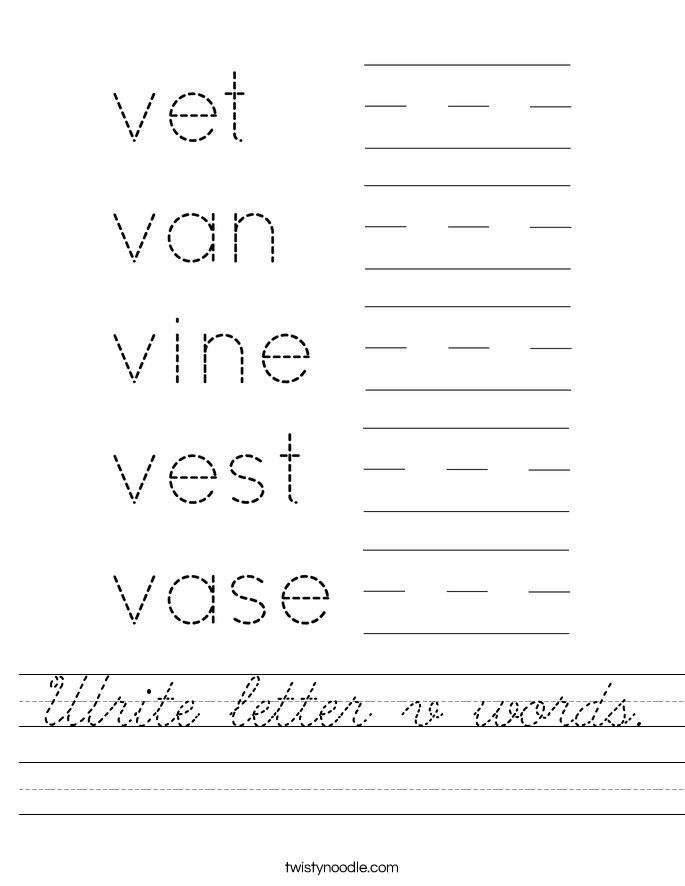 Write letter v words. Worksheet