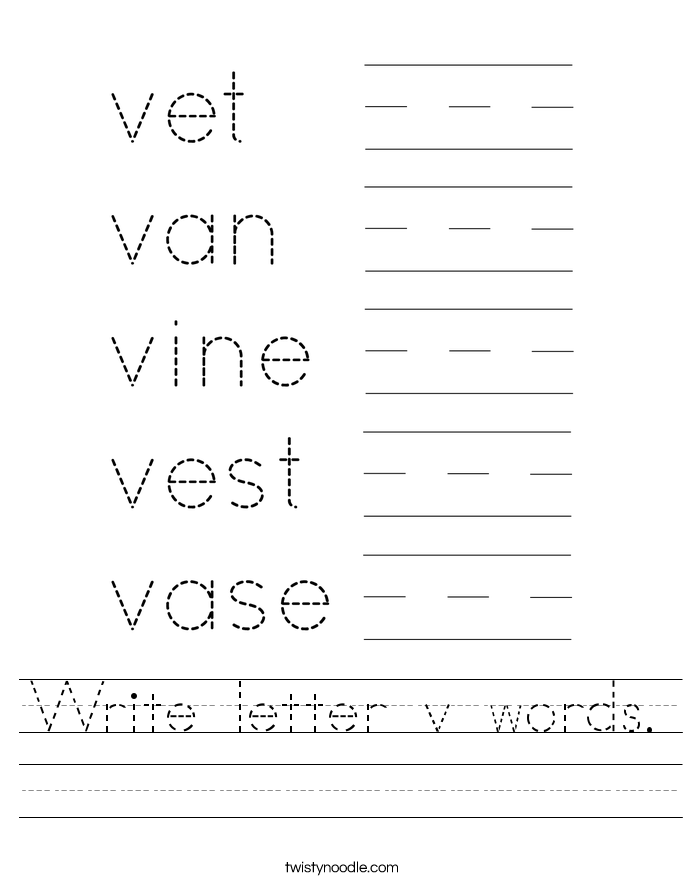 Write letter v words. Worksheet
