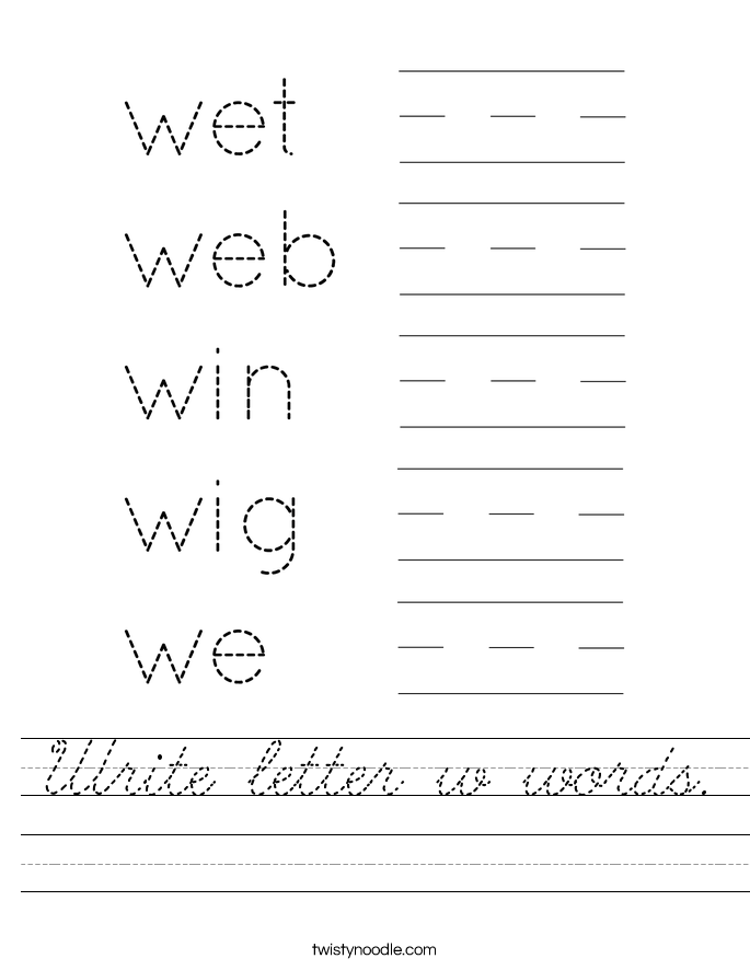 Write letter w words. Worksheet