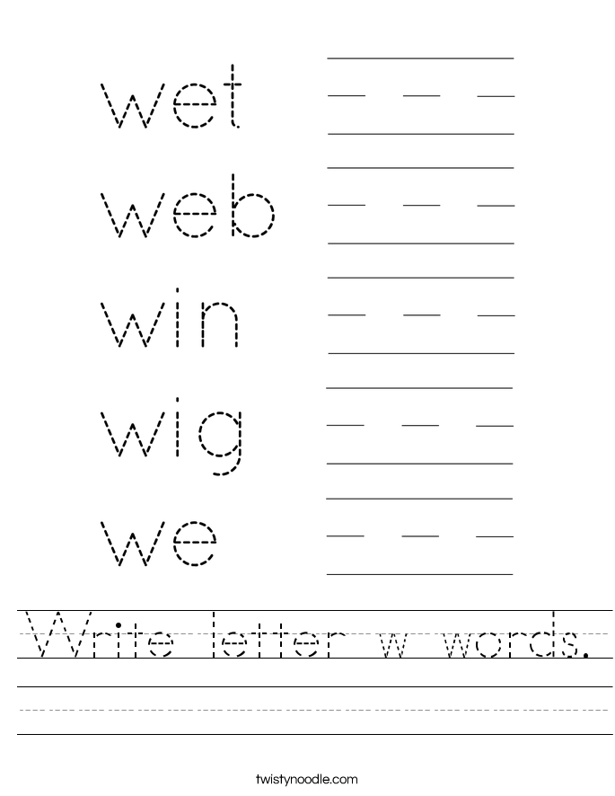 Write letter w words. Worksheet
