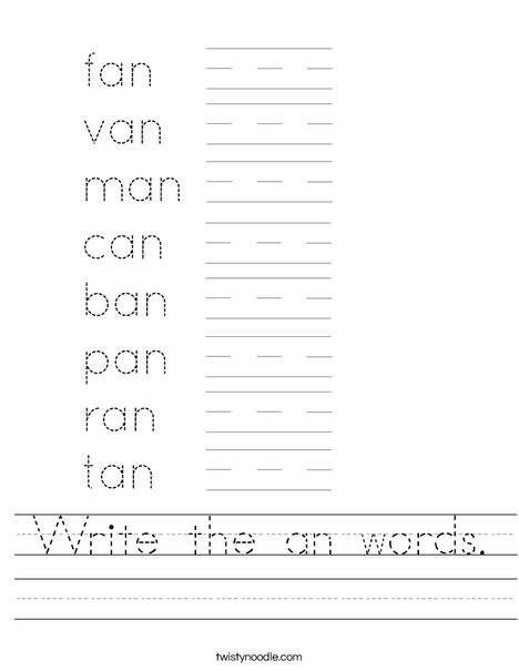 Write the an words. Worksheet