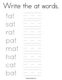 Write the at words Coloring Page