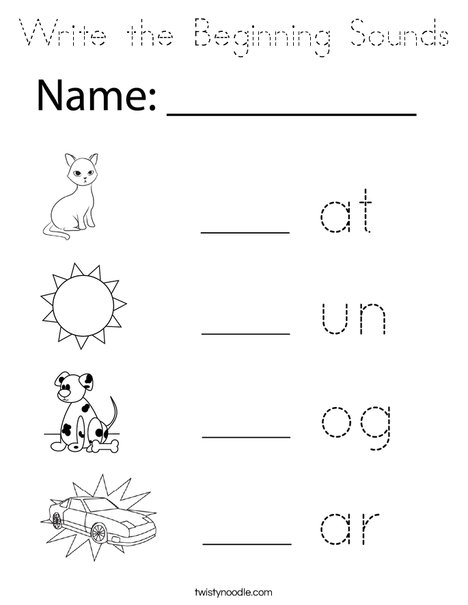 Write the Beginning Sounds Coloring Page