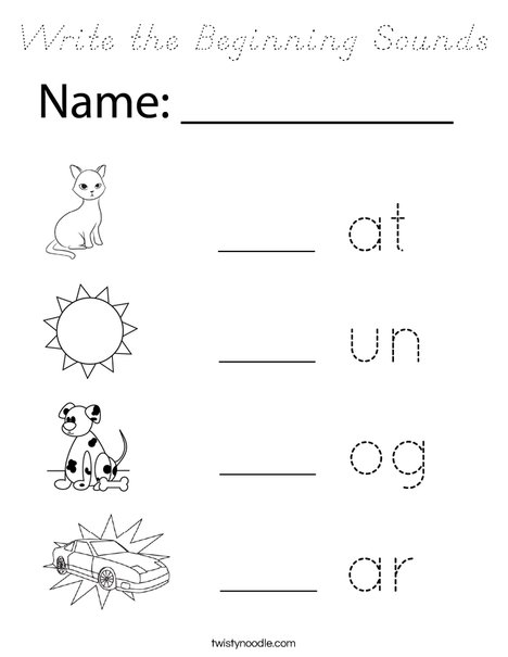 Write the Beginning Sounds Coloring Page