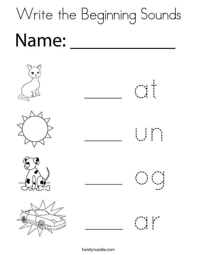 Write the Beginning Sounds Coloring Page