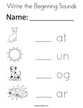 Write the Beginning Sounds Coloring Page