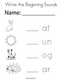 Write the Beginning Sounds Coloring Page