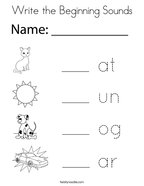 Write the Beginning Sounds Coloring Page
