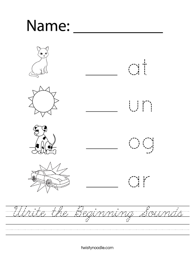 Write the Beginning Sounds Worksheet