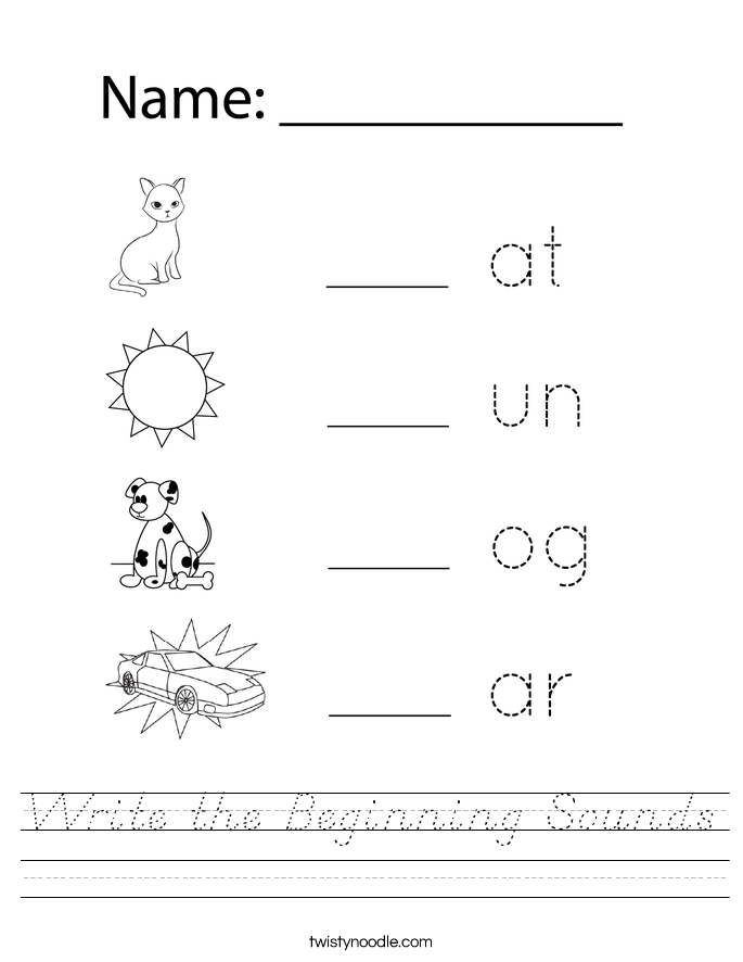 Write the Beginning Sounds Worksheet