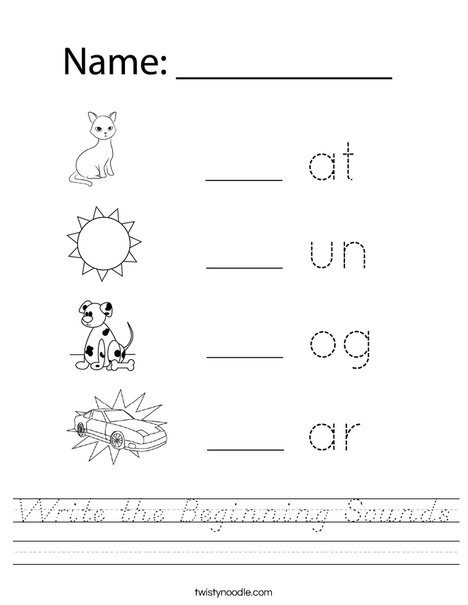 Write the Beginning Sounds Worksheet