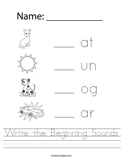 Write the Beginning Sounds Worksheet