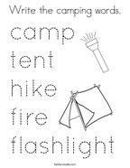 Write the camping words Coloring Page