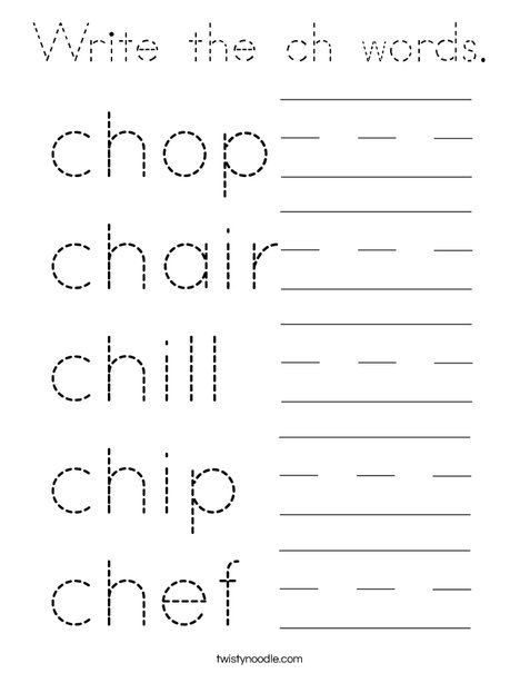 Write the ch words. Coloring Page