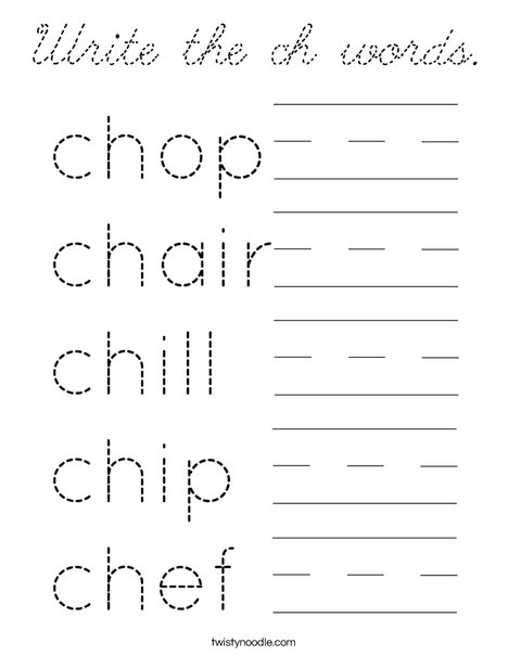 Write the ch words. Coloring Page