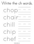 Write the ch words. Coloring Page