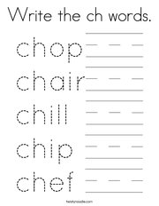 Write the ch words Coloring Page