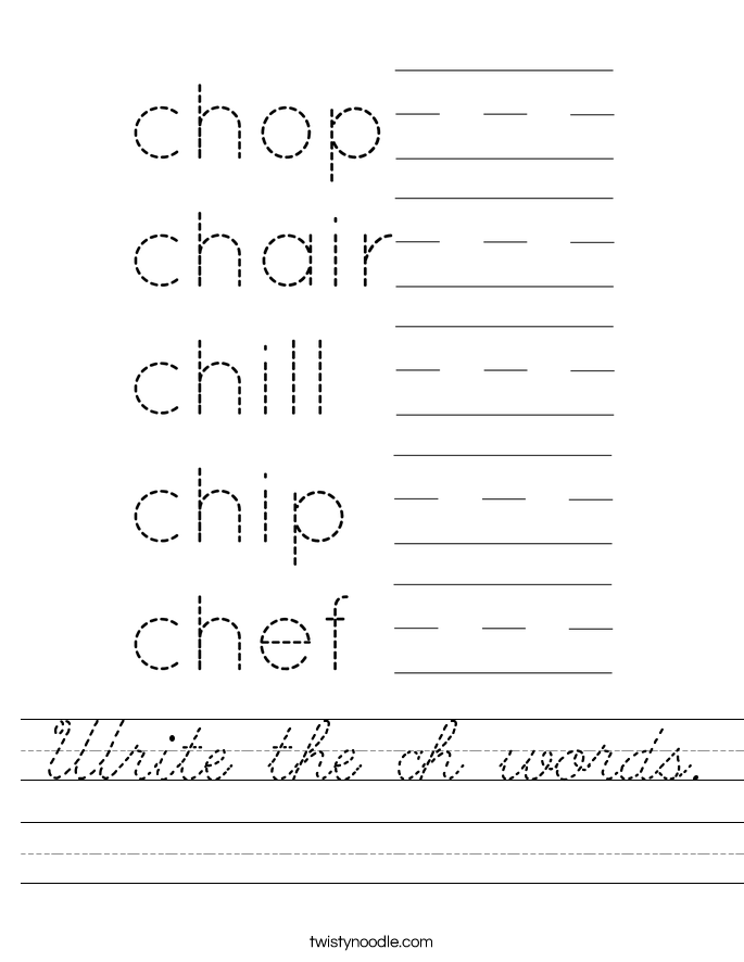 Write the ch words. Worksheet