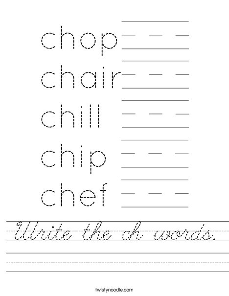 Write the ch words. Worksheet