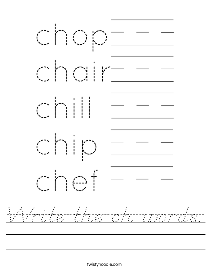 Write the ch words. Worksheet