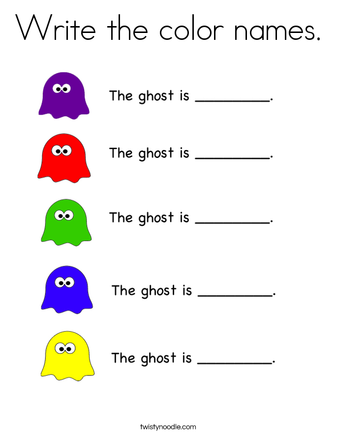 Write the color names. Coloring Page