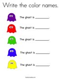 Write the color names Coloring Page