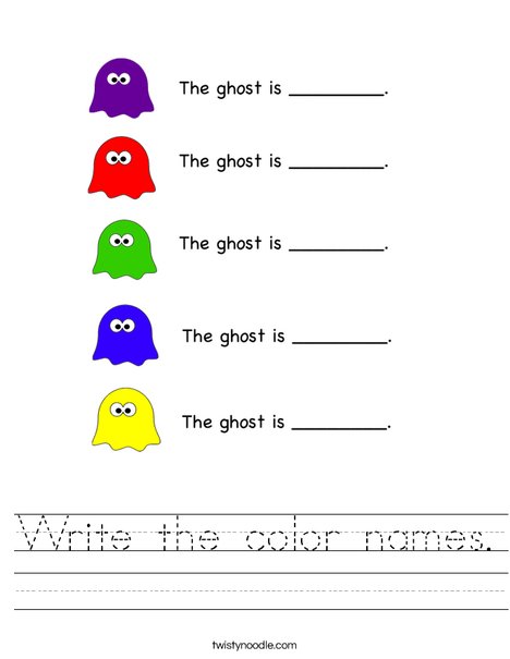 Write the color names Worksheet Twisty Noodle Write the color names Worksheet Twisty Noodle