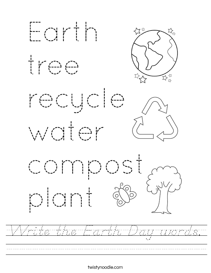 Write the Earth Day words. Worksheet