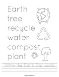Write the Earth Day words. Worksheet