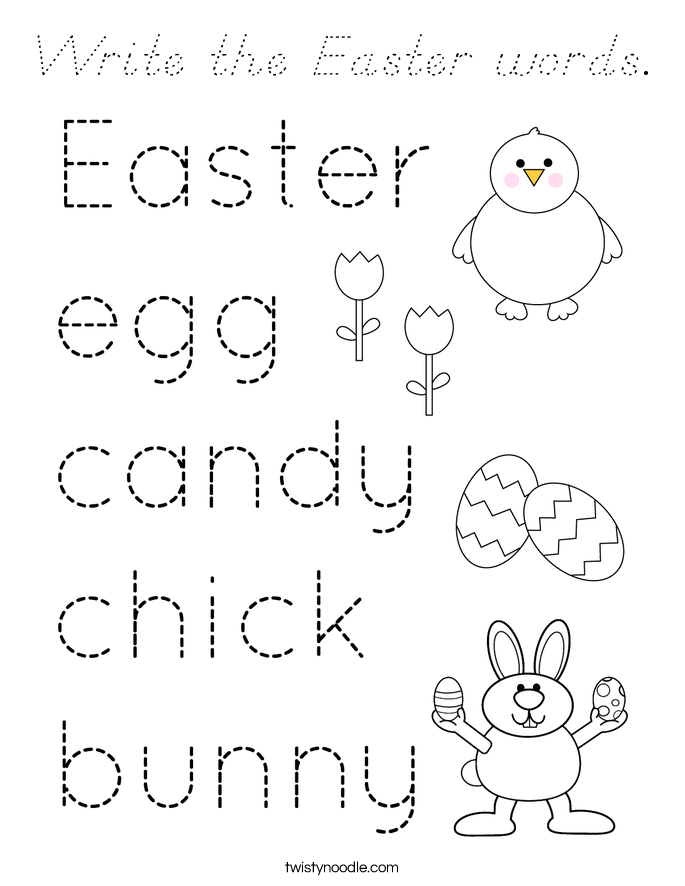 Write the Easter words. Coloring Page