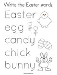 Write the Easter words. Coloring Page