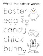 Write the Easter words Coloring Page