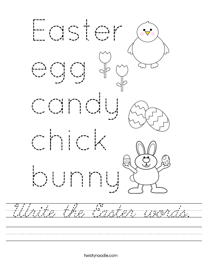 Write the Easter words. Worksheet