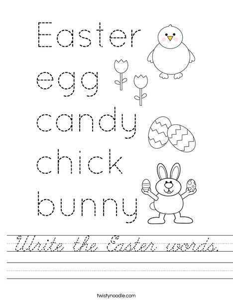 Write the Easter words. Worksheet