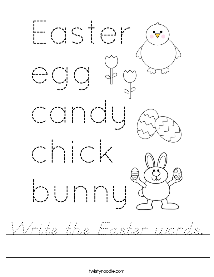 Write the Easter words. Worksheet