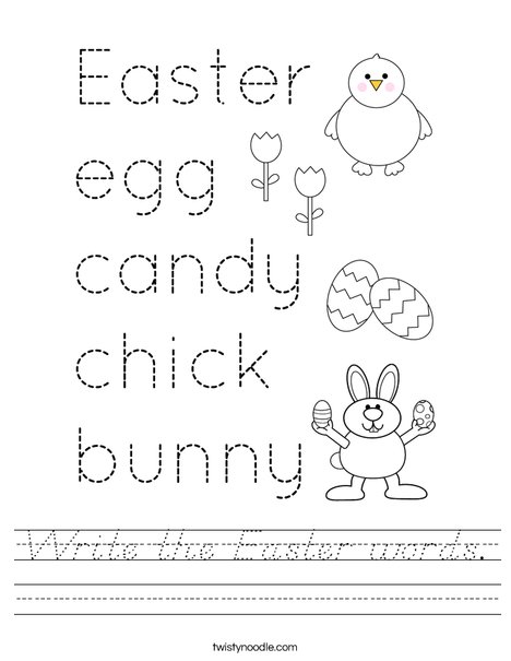 Write the Easter words. Worksheet