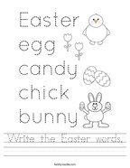 Write the Easter words Handwriting Sheet