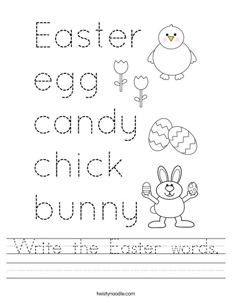 Write the Easter words. Worksheet
