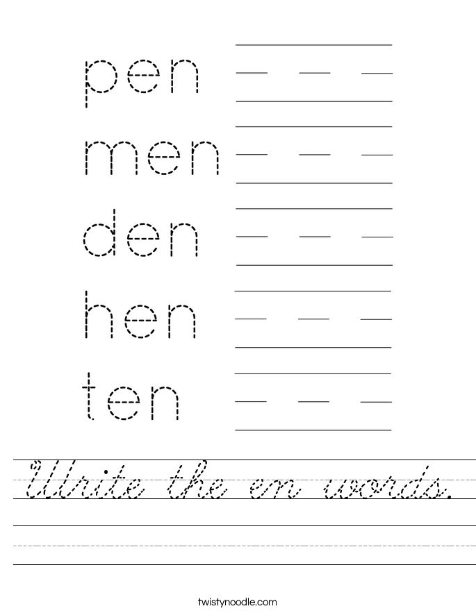 Write the en words. Worksheet